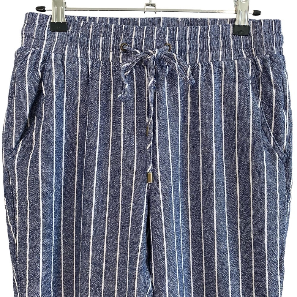 Revamped - Blue Stripe Linen Blend Pant - Size M - Picture 3 of 11